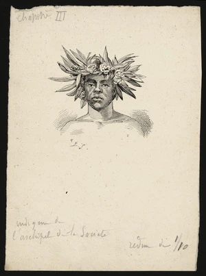 Sellier, P :Indigene de l'Archipel de la Societe; homme de Tahiti couronne de feuillage / P.S. [1894?]
