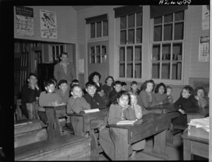 Pupils at Owenga School, Chatham Islands, and their teacher