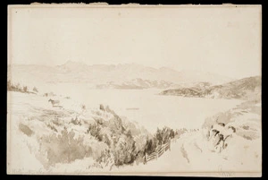 Gully, John, 1822-1888 :Wellington Harbour from Rhodes. 1879.