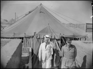 Prime Minister Peter Fraser and Colonel G W Gower at 3 NZ General Hospital, Helmieh
