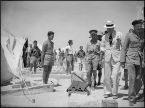Prime Minister Peter Fraser inspecting Italian POW camp at Helwan