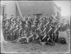 Brass band, members unidentified, possibly Christchurch district