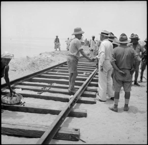Prime Minister Peter Fraser with the Railway Construction Unit, Egypt