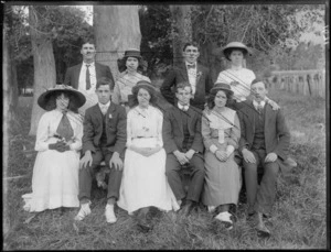 Unidentified group of young men and women, probably Christchurch district