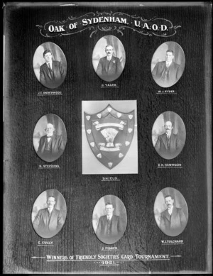 Winners of Friendly Societies Card Tournament 1921, Oak of Sydenham UAOD (United Ancient Order of Druids), Christchurch