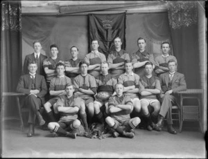 Unidentified men from the Sydenham Rugby League Football Club, fourth grade 1921 team, Christchurch district