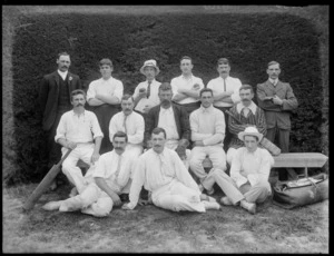 Unidentified members of a cricket team, probably Christchurch district