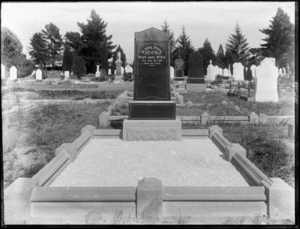 Grave of Mary Jane McKee, 26th of Jun 1899 aged 62, with headstone and rectangular gravel filled plot, other graves beyond, Linwood Cemetery, Christchurch