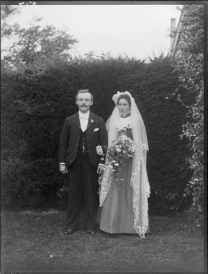 Unidentified bride and groom, probably Christchurch district