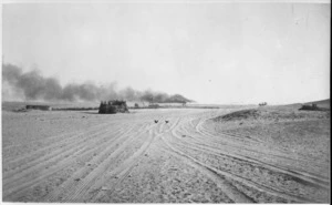 Aerodrome at Murzuk on fire, Libya