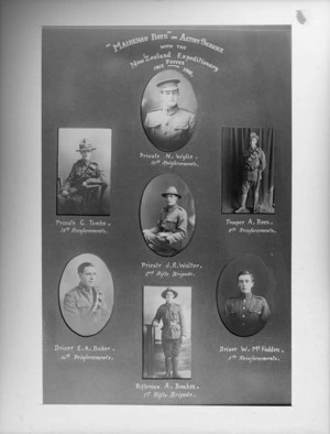 Montage of the Mairehau Boys on Active Service with the NZ Expeditionary Force 1915-1916, Christchurch