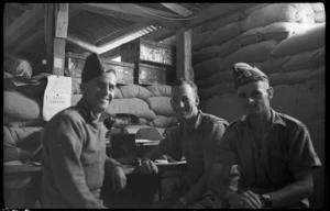 Three NZ engineers in underground orderly room