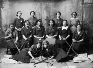 Portrait of the Stratford District High School girls' hockey team