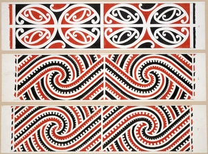 Williams, Herbert William 1860-1937 :Designs of ornamentation on Maori rafters. Nos. 19, 20, 21 [1890s]