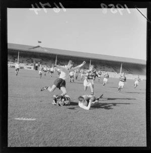 Rugby union football match, Wellington College Old Boys versus Wellington at Athletic Park, Wellington