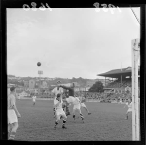 Soccer match, Seatoun versus Gisborne Eastern Union, Basin Reserve, Wellington