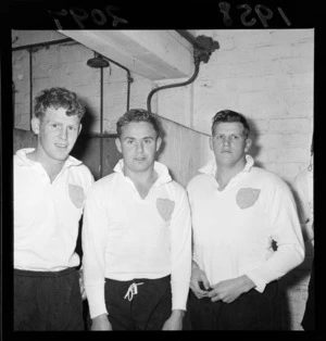 Three unidentified rugby union football players from Wellington College Old Boys club