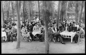 Groups of convalescent troops in the grounds of the Zaidan residence, Maadi