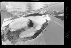 Aerial view of Mount Ngauruhoe, showing crater