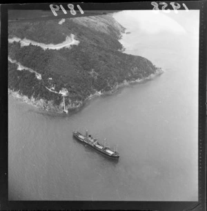 The vessel Waiaua aground at French Pass reef, Marlborough Sounds