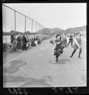 Netball match, Kia Ora versus Onslow at Hataitai courts, Wellington