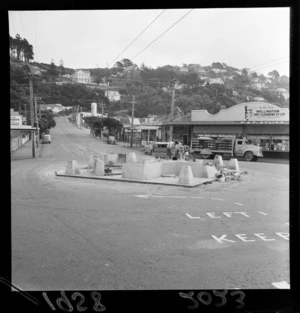 Old tram shelter at Seatoun, Wellington, being demolished