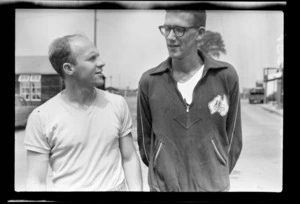 Unidentified athletes, probably from Australia at the British Empire Games, Cardiff, United Kingdom