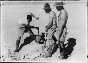 Soldiers digging with pick and shovels, Egypt