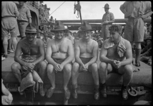 Fattest four in troopship competition during crossing the line carnival