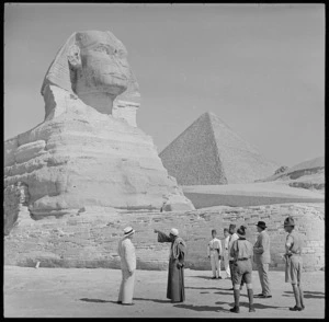 Prime Minister Peter Fraser sightseeing at the Sphinx, Egypt