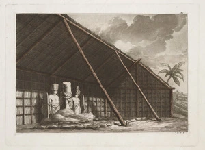 [Webber, John], 1751-1793 :[The inside of the house in the morai, in Atooi. Plate] 97. G G[allina] f[ecit. After John Webber. 1820-1850s?]
