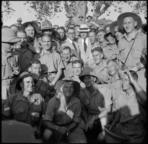 Prime Minister Peter Fraser with NZ troops, Egypt