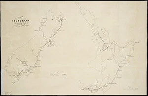 Map shewing the lines of telegraph throughout New Zealand belonging to the General Government