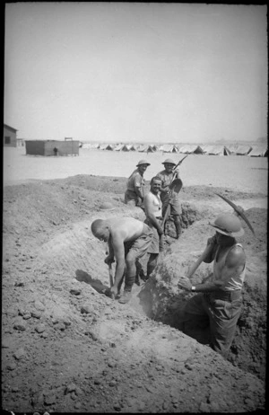 Digging slit trenches at Maadi Camp, Egypt