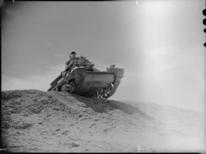 Light tank of NZ Divisional Cavalry crossing broken country