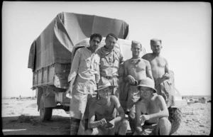Six drivers from different British units rendezvous in Western Desert to pick up rations