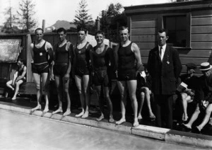 Five men in bathing suits