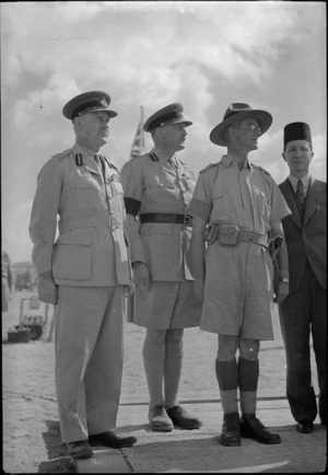 Gen Sir A Wavell, Maj Gen Sir B C Freyberg and Brig H E Barrowclough