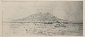 Richmond, James Crowe, 1822-1898, or Christopher William Richmond, 1821-1895 :[Taranaki from the sea; Mount Egmont from off Warea. ca 1860]