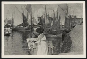 Frances Mary Hodgkins sketching at Concarneau, Brittany, France
