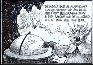 "The Middle East, as always, had another strong year, and we've seen a very encouraging surge in both random and premeditated violence in NZ. Well done team..." 28 February 2009.