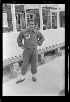 Unidentified Canadian athlete at the British Empire Games, Cardiff, United Kingdom