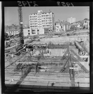 Broadcasting House under construction, Bowen Street, Wellington