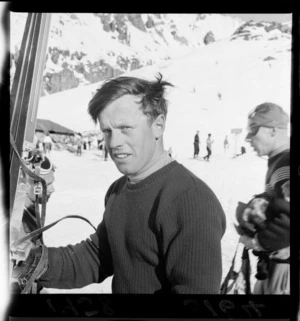 Unidentified skiers at the ski field, Mt Ruapehu