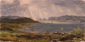 Martin, Albin 1813-1888 :View from the Otahuhu road looking towards Onehunga, New Zealand. [ca 1855]