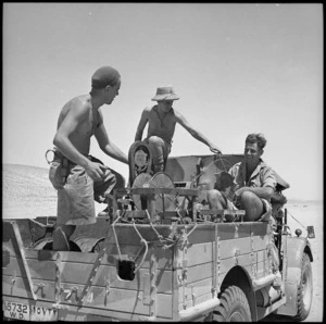 Line gang with 6 NZ Infantry Brigade on manoeuvres at El Saff, Egypt