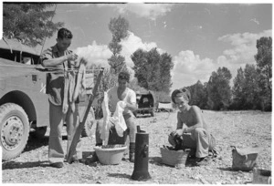 New Zealand Engineers at their camp on the bed of the Pesa River, Tuscany, Italy - Photograph taken by George Kaye