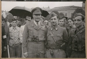 Lt-Gen Bernard Cyril Freyberg and the Commander of the 9th Yugoslav Corps at Monfalcone, Italy