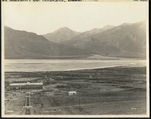 Creator unknown: Photograph of a scene at Lake Coleridge, Canterbury, including the hyroelectric power station