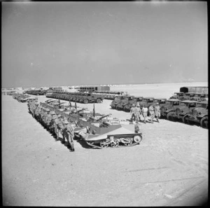 Major General Freyberg reviewing Mechanized Brigade in Helwan, Egypt
